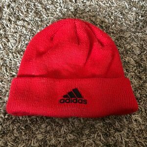 Adidas red beanie